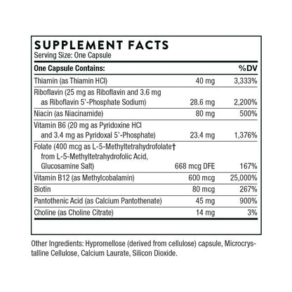 Thorne B-Complex #12, Methylated B Vitamins, Vegan-Certified