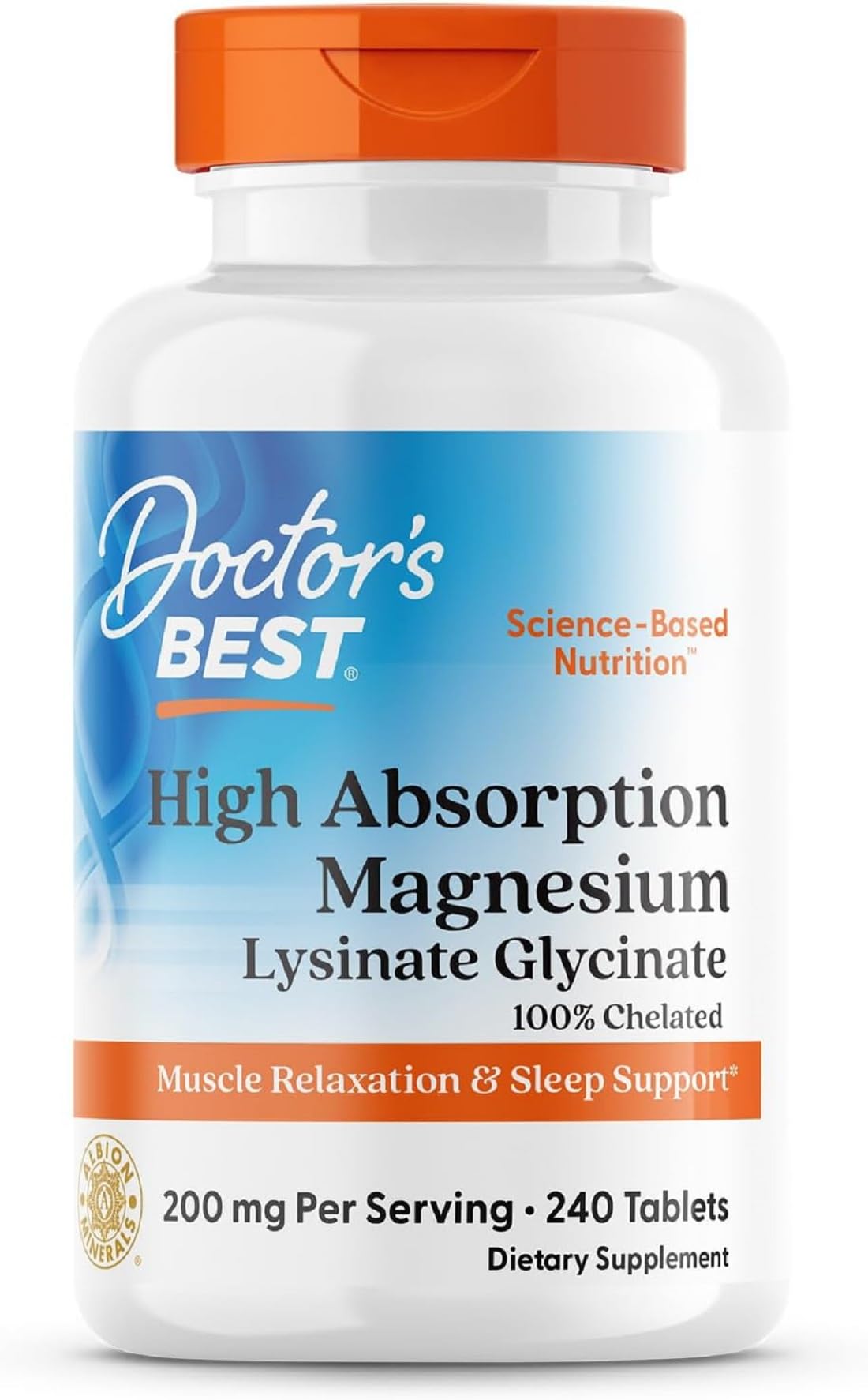 Doctor's Best High Absorption Magnesium Glycinate Lysinate for Sleep Support