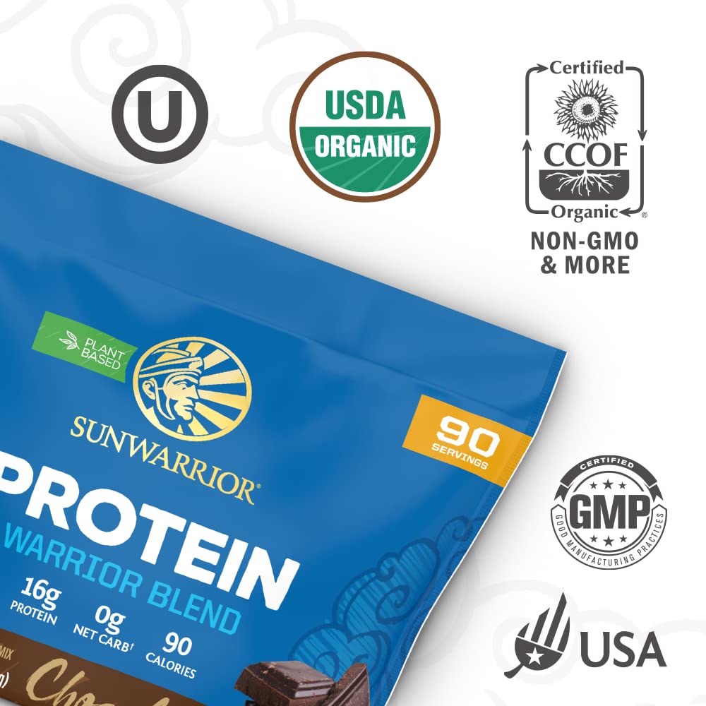 Vegan Organic Protein Powder Plant-based | BCAA Amino Acids Hemp Seed Soy Free Dairy Free Gluten Free Synthetic Free NON-GMO | Chocolate 30 Servings | Warrior Blend by Sunwarrior.