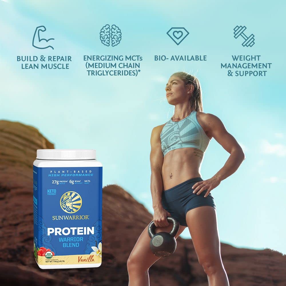 Vegan Organic Protein Powder Plant-based | BCAA Amino Acids Hemp Seed Soy Free Dairy Free Gluten Free Synthetic Free NON-GMO | Chocolate 30 Servings | Warrior Blend by Sunwarrior.