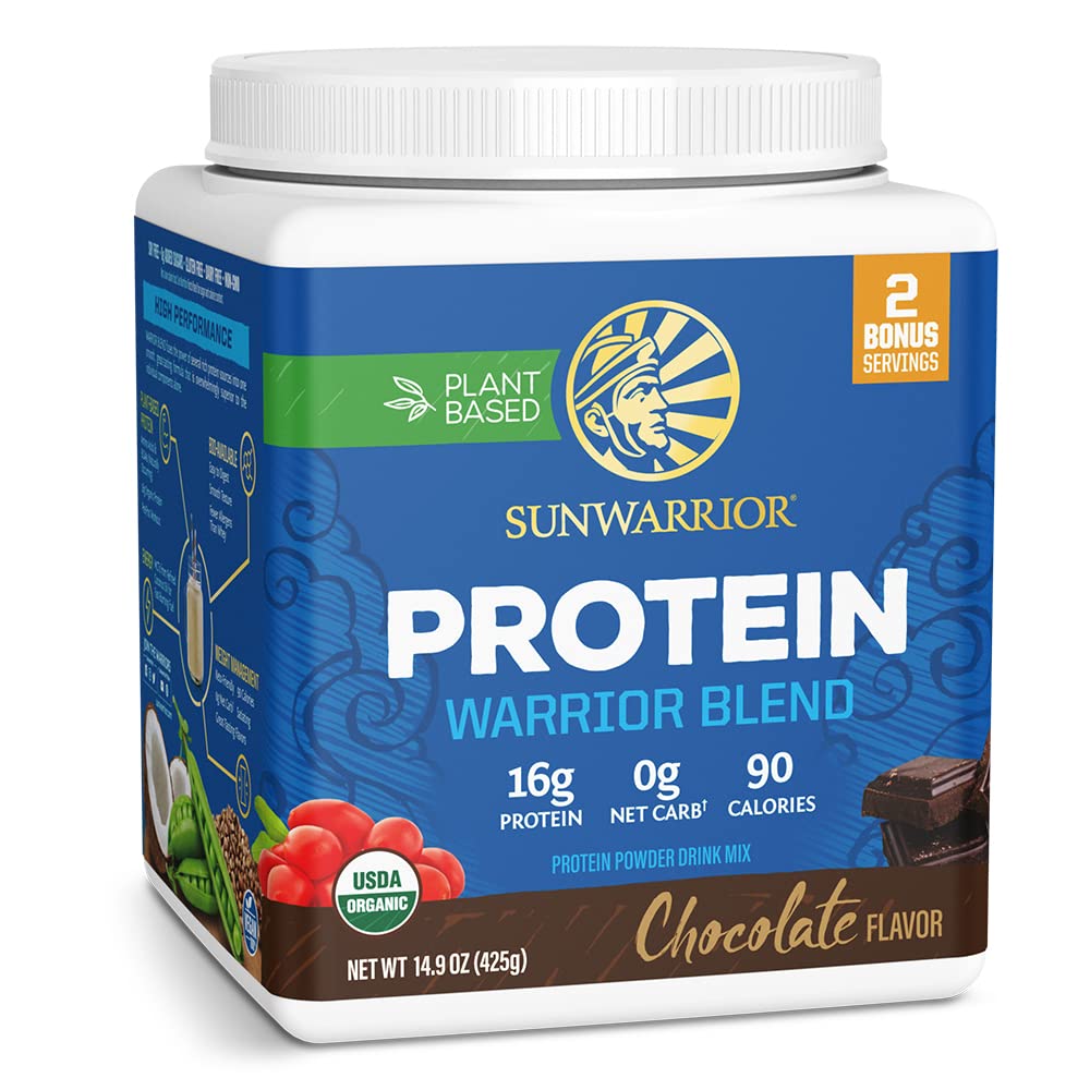 Vegan Organic Protein Powder Plant-based | BCAA Amino Acids Hemp Seed Soy Free Dairy Free Gluten Free Synthetic Free NON-GMO | Chocolate 30 Servings | Warrior Blend by Sunwarrior.