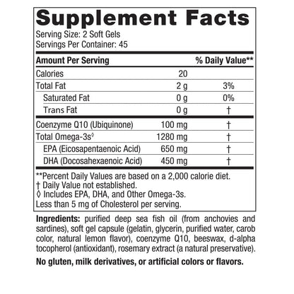 Nordic Naturals Ultimate Omega + CoQ10, 1280mg Omega-3 + 100mg CoQ10