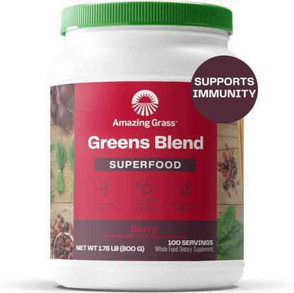 Superfood Greens Blend with Antioxidants, Digestive Enzymes, Fiber Prebiotics and Probiotics