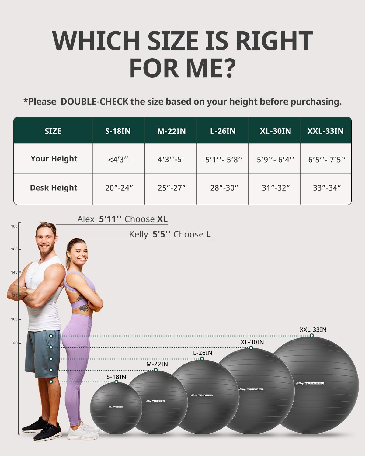 Trideer Exercise Yoga Ball for Balance and Core Stability