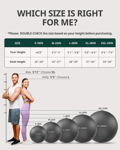 Trideer Exercise Yoga Ball for Balance and Core Stability