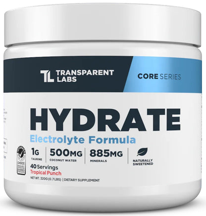 Transparent Labs Hydrate Electrolyte Powder with Coconut Water and Taurine - imprüv 