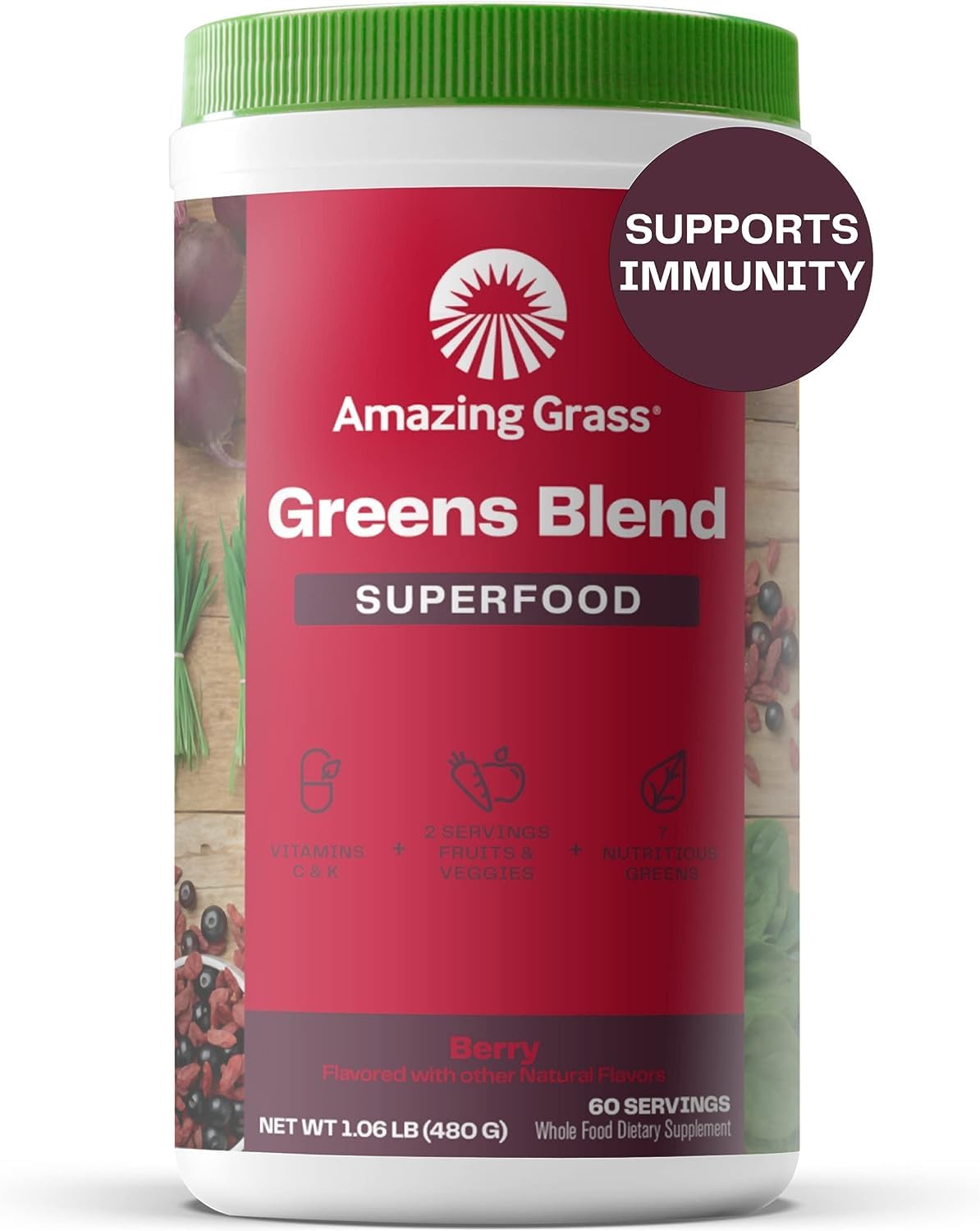 Superfood Greens Blend with Antioxidants, Digestive Enzymes, Fiber Prebiotics and Probiotics