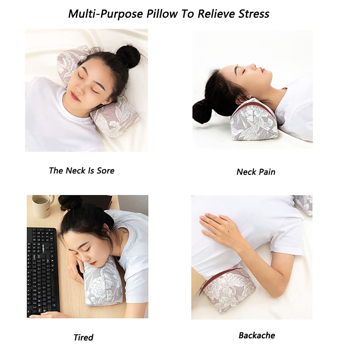Cervical Roll Neck Pillow with 100% Buckwheat Filling for Sleep Support - imprüv 
