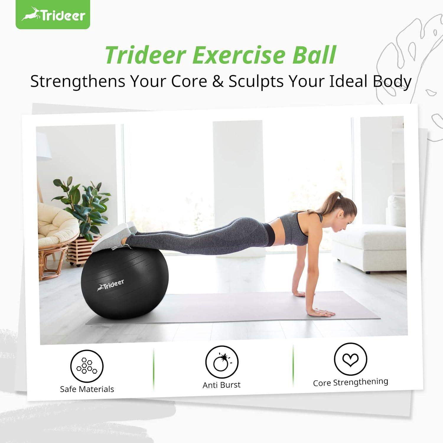 Swiss Exercise Yoga Ball for Balance and Core Stability with 5 Sizes and Quick Pump Included - imprüv 
