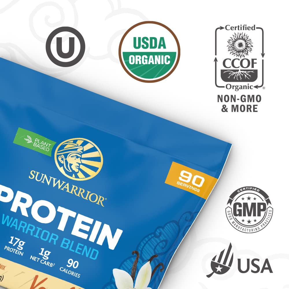 Vegan Organic Protein Powder Plant-based | BCAA Amino Acids Hemp Seed Soy Free Dairy Free Gluten Free Synthetic Free NON-GMO | Chocolate 30 Servings | Warrior Blend by Sunwarrior.