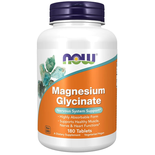 NOW Foods Magnesium Glycinate 100 mg Tablets for Muscle and Nerve Support, 90 Servings