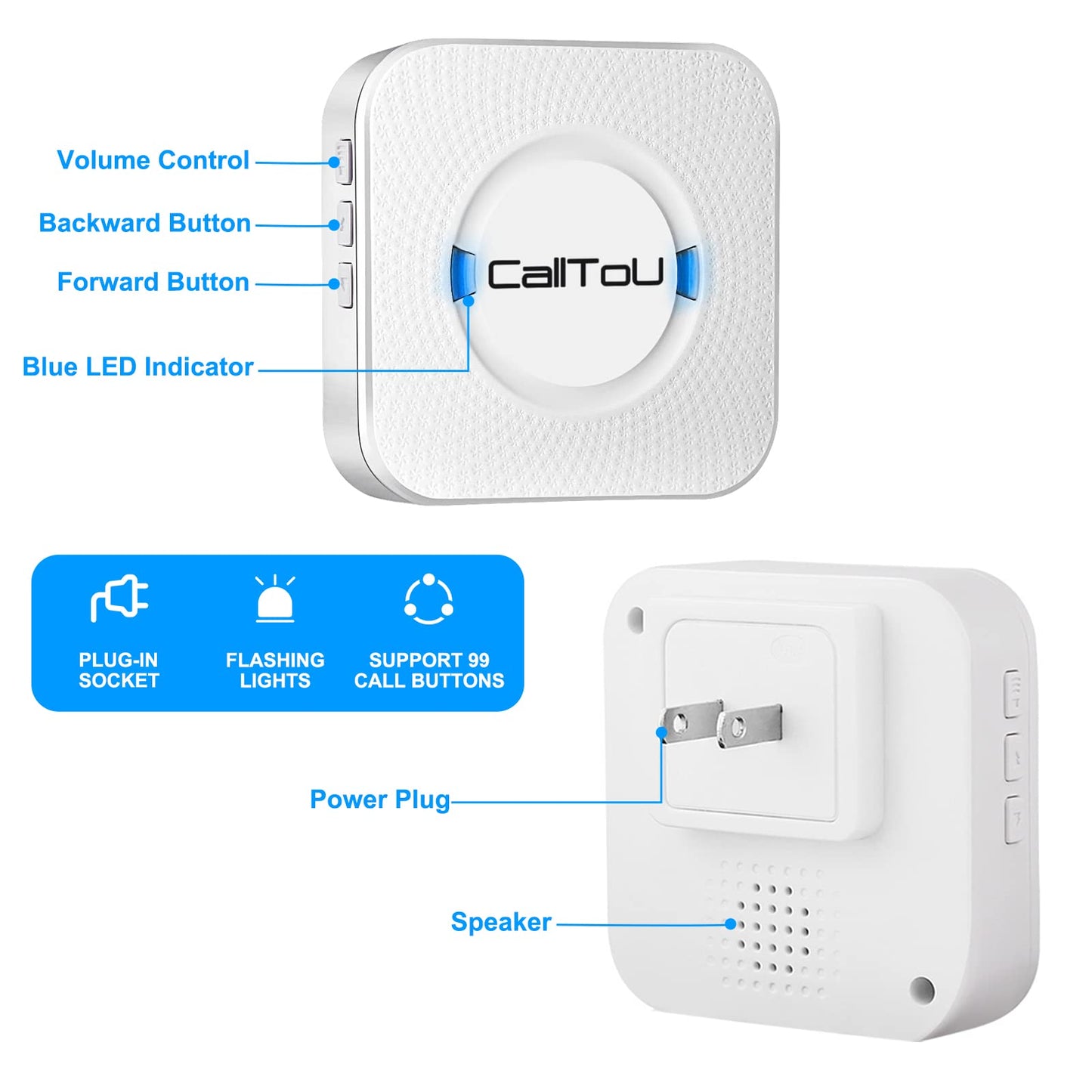 Wireless Caregiver Call Button Medical Alert System with 500ft Range