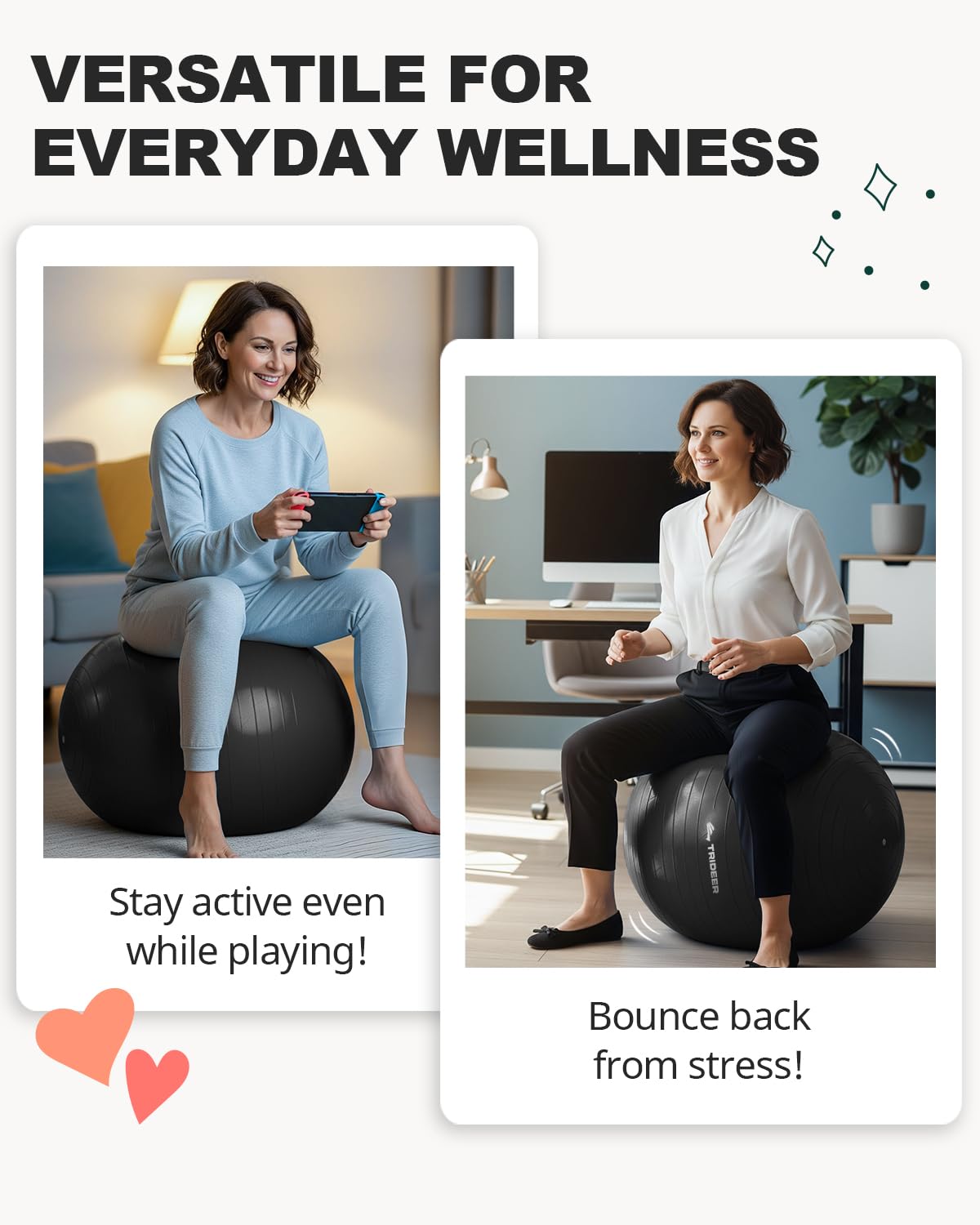 Trideer Exercise Yoga Ball for Balance and Core Stability