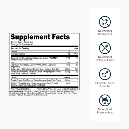 Transparent Labs Hydrate Electrolyte Powder with Coconut Water and Taurine - imprüv 