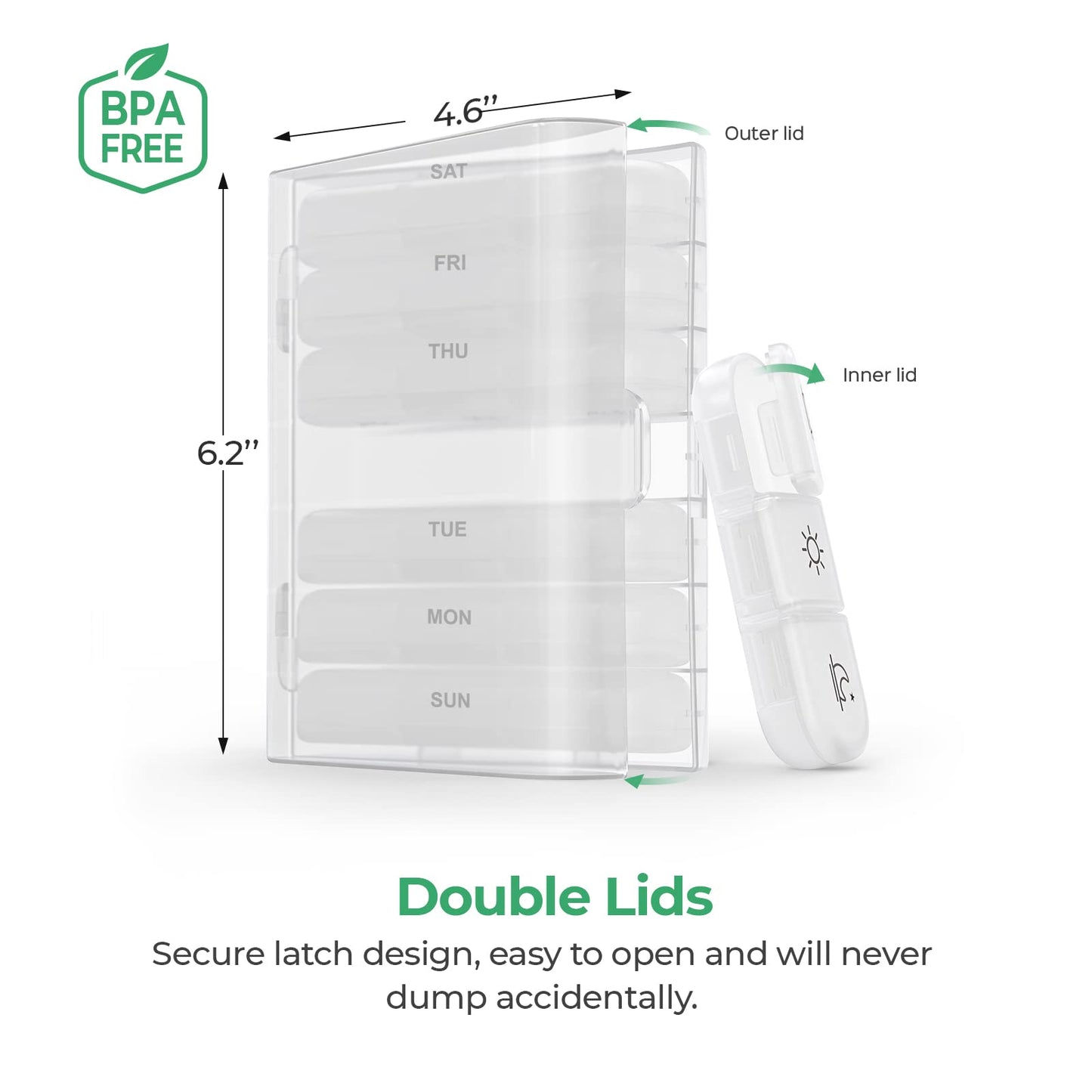 Weekly Vitamin Organizer 3 Times a Day Large 7 Day Portable Medicine Box - imprüv 