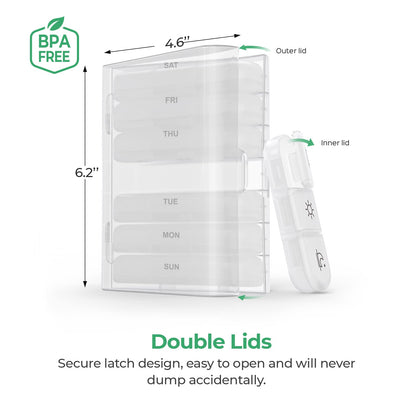 Weekly Vitamin Organizer 3 Times a Day Large 7 Day Portable Medicine Box - imprüv 