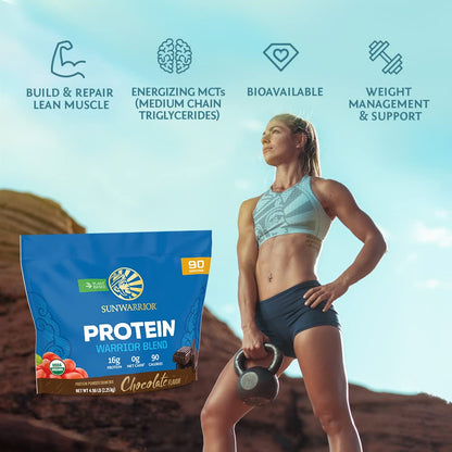 Vegan Organic Protein Powder Plant-based | BCAA Amino Acids Hemp Seed Soy Free Dairy Free Gluten Free Synthetic Free NON-GMO | Chocolate 30 Servings | Warrior Blend by Sunwarrior.