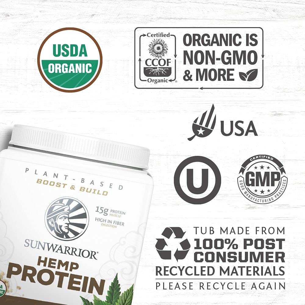 Vegan Organic Protein Powder Plant-based | BCAA Amino Acids Hemp Seed Soy Free Dairy Free Gluten Free Synthetic Free NON-GMO | Chocolate 30 Servings | Warrior Blend by Sunwarrior.