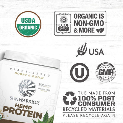 Vegan Organic Protein Powder Plant-based | BCAA Amino Acids Hemp Seed Soy Free Dairy Free Gluten Free Synthetic Free NON-GMO | Chocolate 30 Servings | Warrior Blend by Sunwarrior.