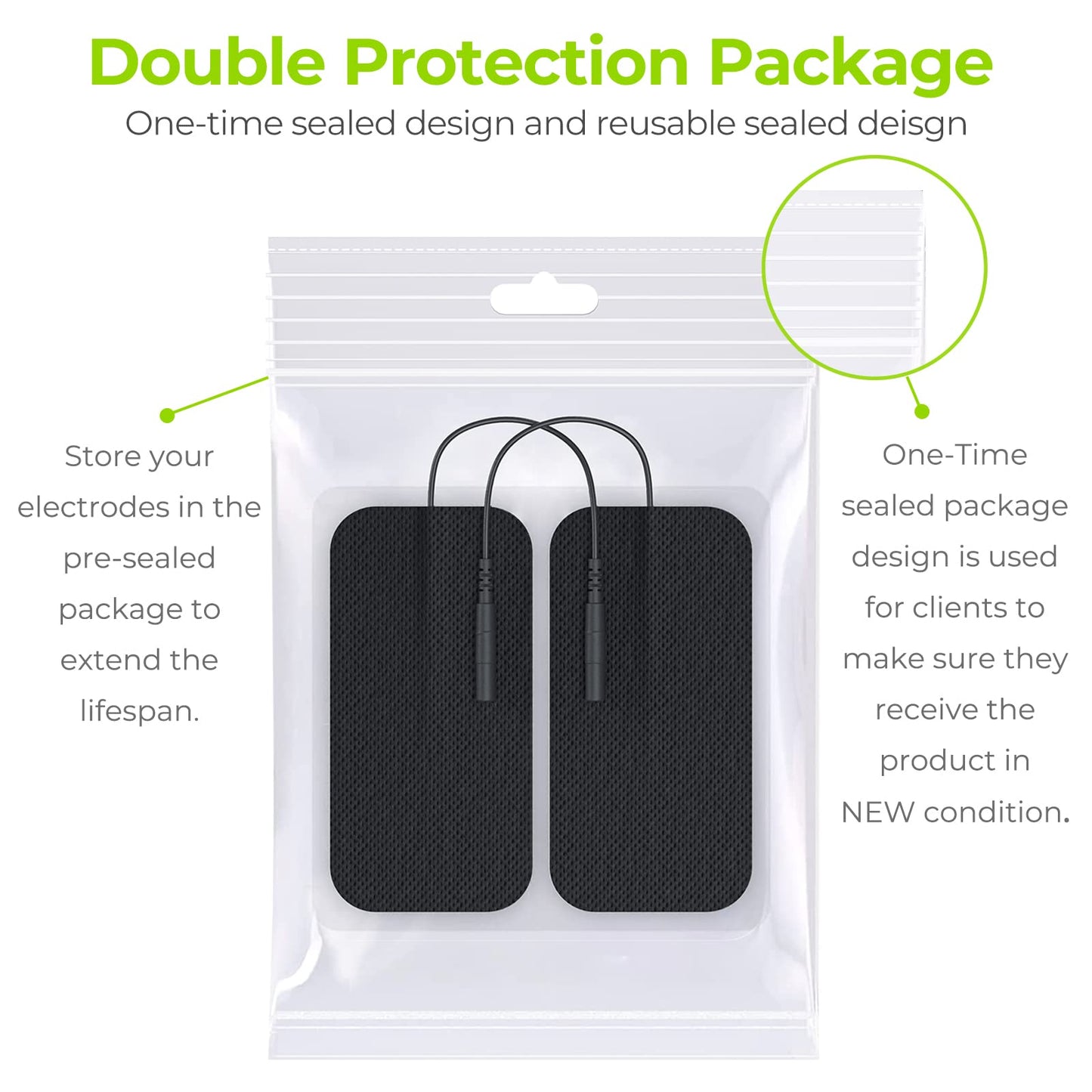 TENS Unit Electrode Pads, Rectangular Reusable Replacement - imprüv 