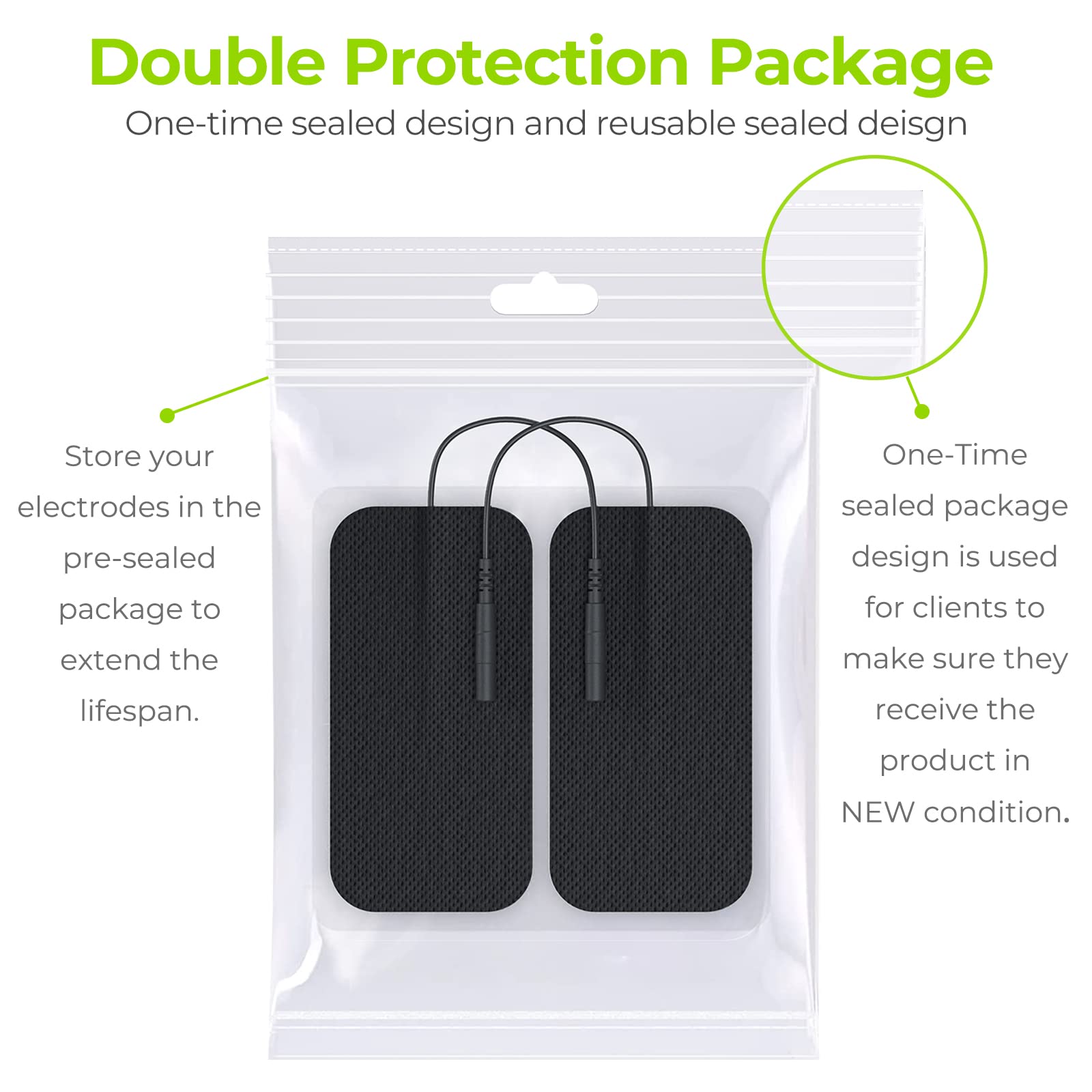 TENS Unit Electrode Pads, Rectangular Reusable Replacement - imprüv 