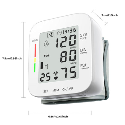 Adjustable Wrist Cuff Blood Pressure Monitor