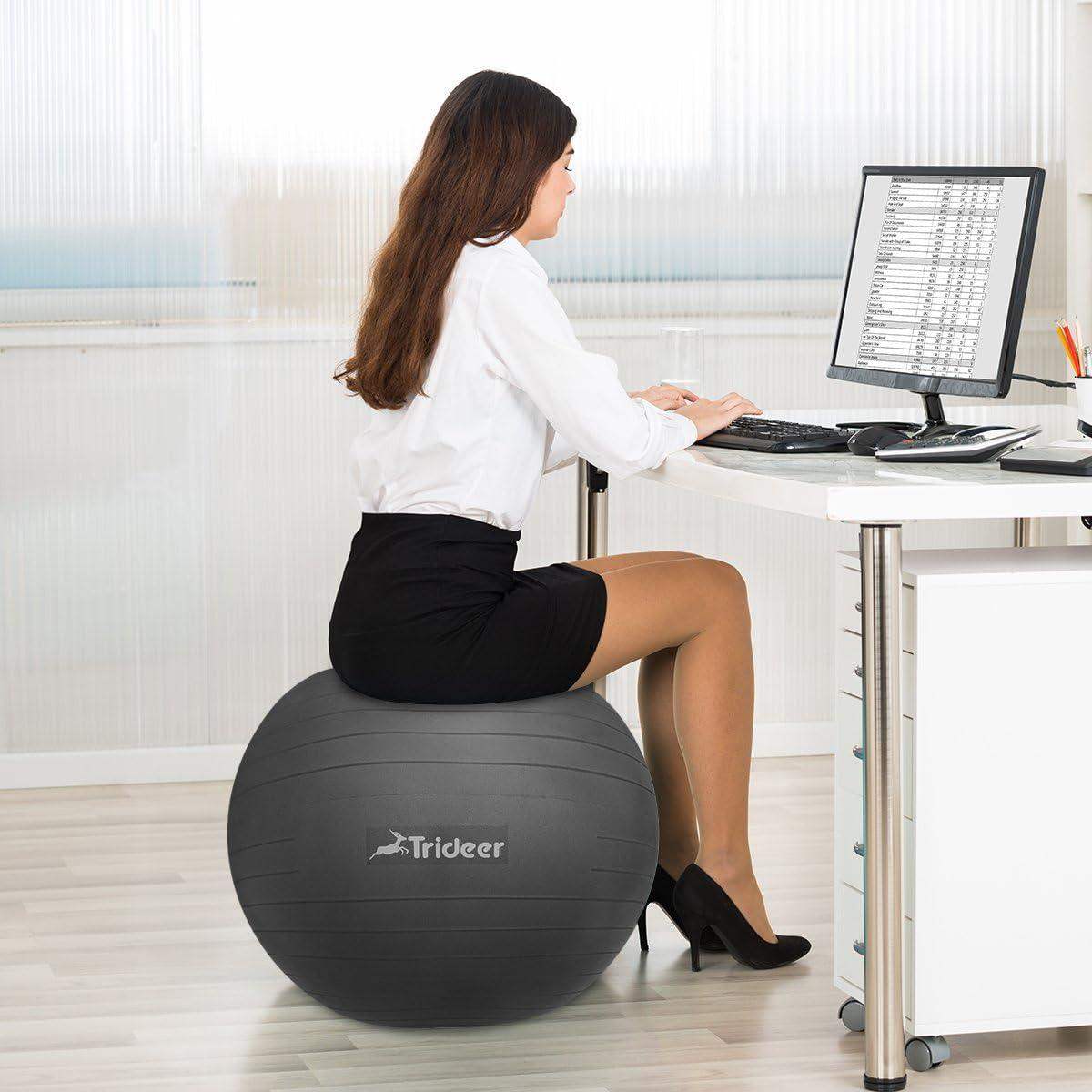 Swiss Exercise Yoga Ball for Balance and Core Stability with 5 Sizes and Quick Pump Included - imprüv 