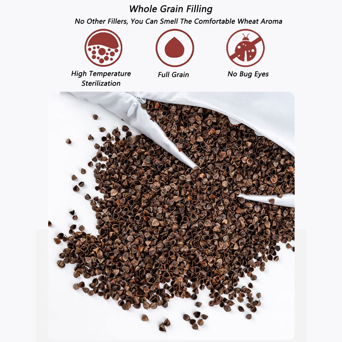 Cervical Roll Neck Pillow with 100% Buckwheat Filling for Sleep Support - imprüv 