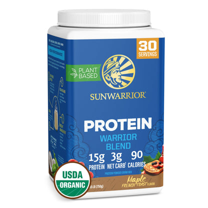 Vegan Organic Protein Powder Plant-based | BCAA Amino Acids Hemp Seed Soy Free Dairy Free Gluten Free Synthetic Free NON-GMO | Chocolate 30 Servings | Warrior Blend by Sunwarrior.