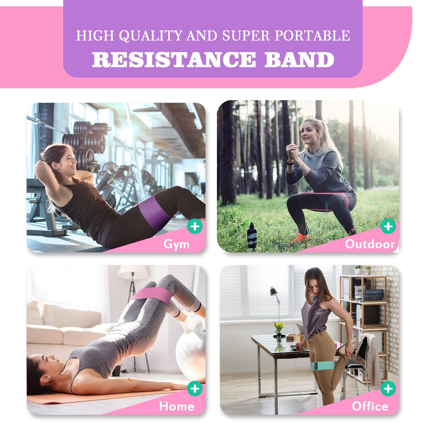 14-Inch Non-Slip Fabric Resistance Bands for Glute Workouts