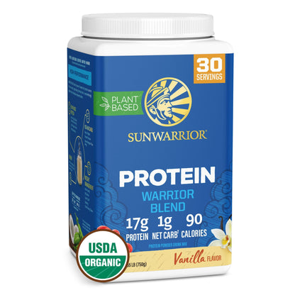 Vegan Organic Protein Powder Plant-based | BCAA Amino Acids Hemp Seed Soy Free Dairy Free Gluten Free Synthetic Free NON-GMO | Chocolate 30 Servings | Warrior Blend by Sunwarrior.