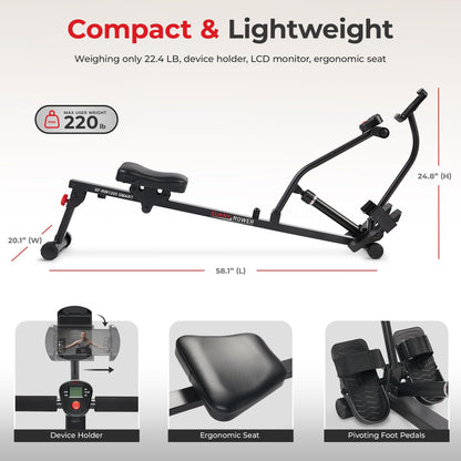 Compact Hydraulic Resistance Rowing Machine