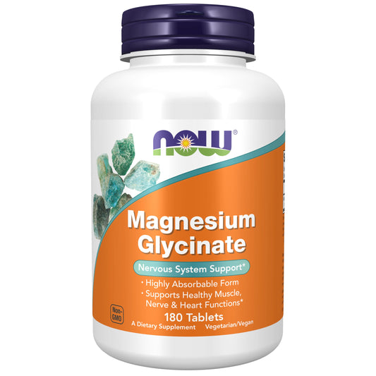 NOW Foods Magnesium Glycinate 100 mg Tablets for Muscle and Nerve Support, 180 Tablets