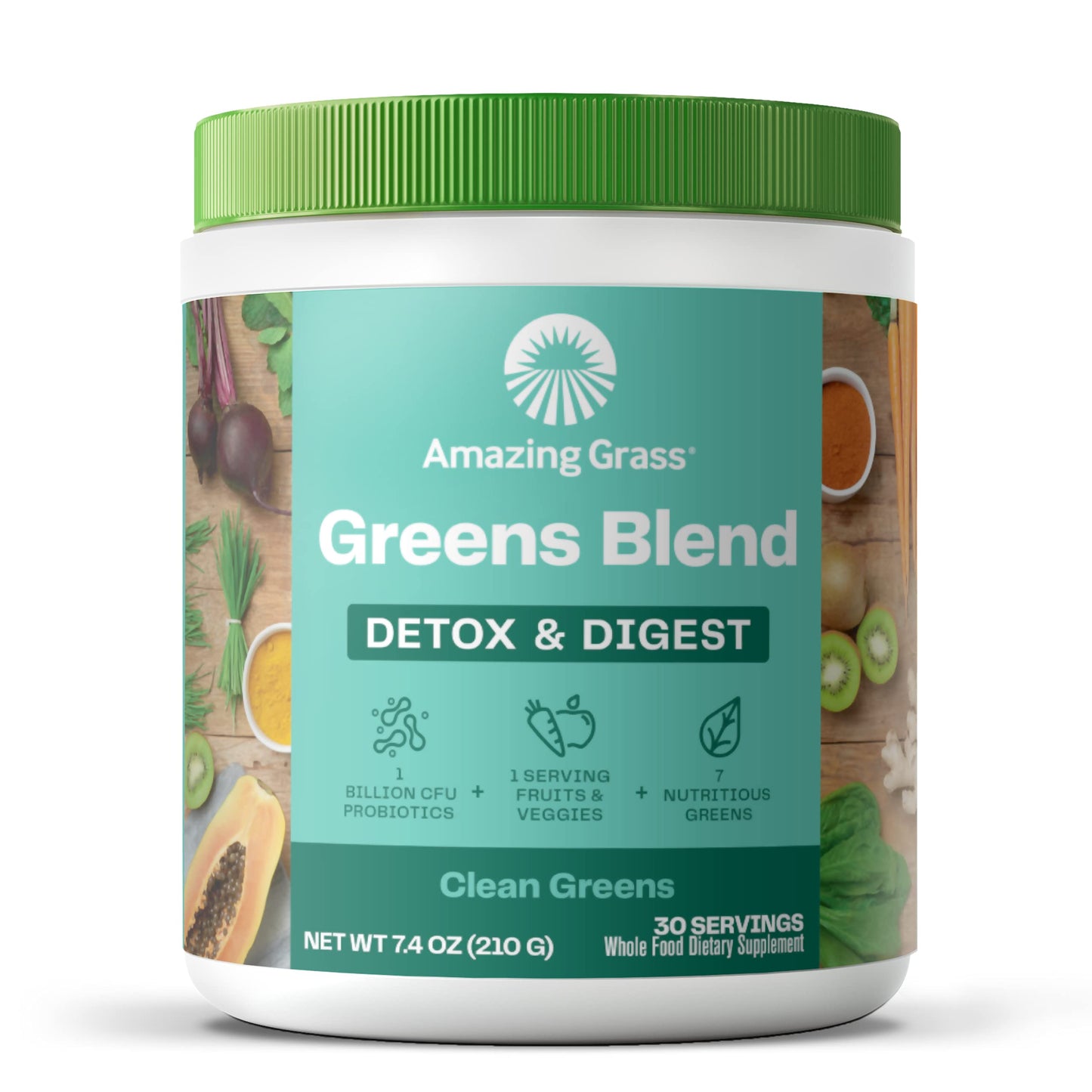 Superfood Greens Blend with Antioxidants, Digestive Enzymes, Fiber Prebiotics and Probiotics