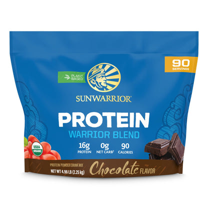 Vegan Organic Protein Powder Plant-based | BCAA Amino Acids Hemp Seed Soy Free Dairy Free Gluten Free Synthetic Free NON-GMO | Chocolate 30 Servings | Warrior Blend by Sunwarrior.