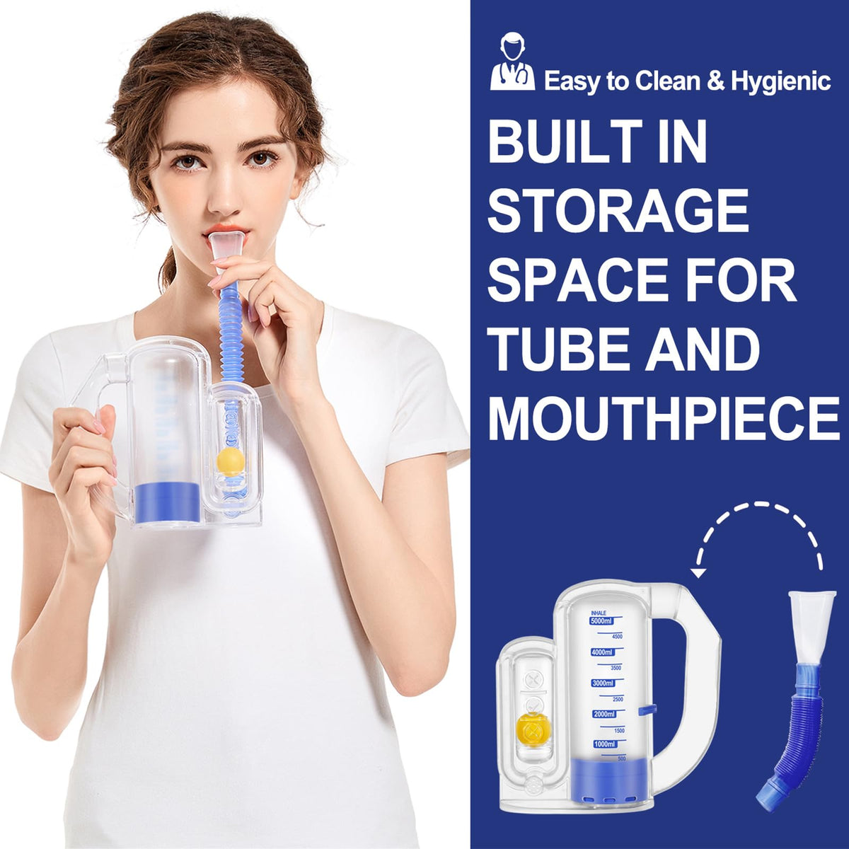 Incentive Spirometer Breathing Exercise Device for Lung Health, 5000ml