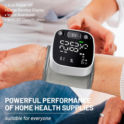 Wrist Blood Pressure Monitor with LED Display and Voice Guidance for Home Use - imprüv 