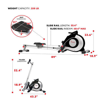 Ergonomic Low-Impact Magnetic Resistance Rowing Machine