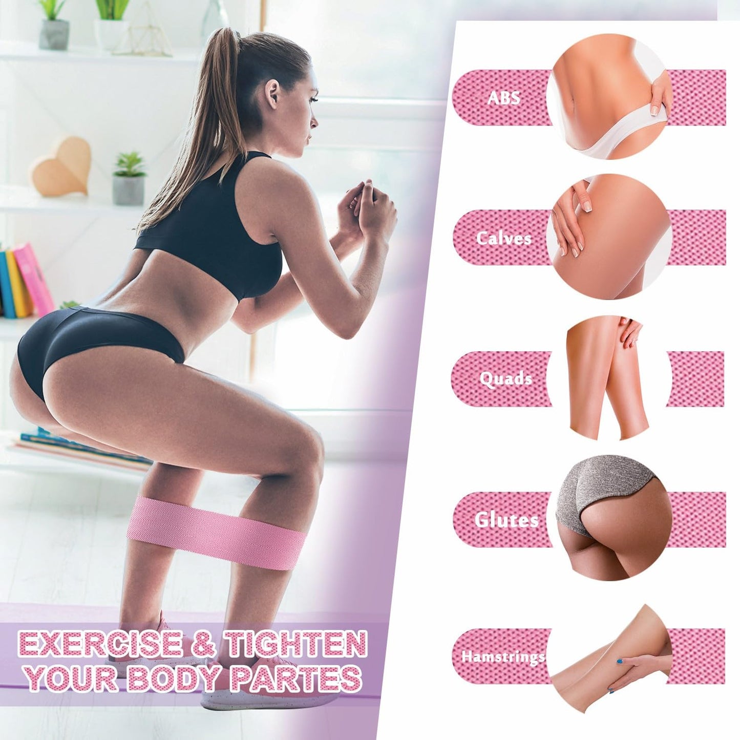 14-Inch Non-Slip Fabric Resistance Bands for Glute Workouts