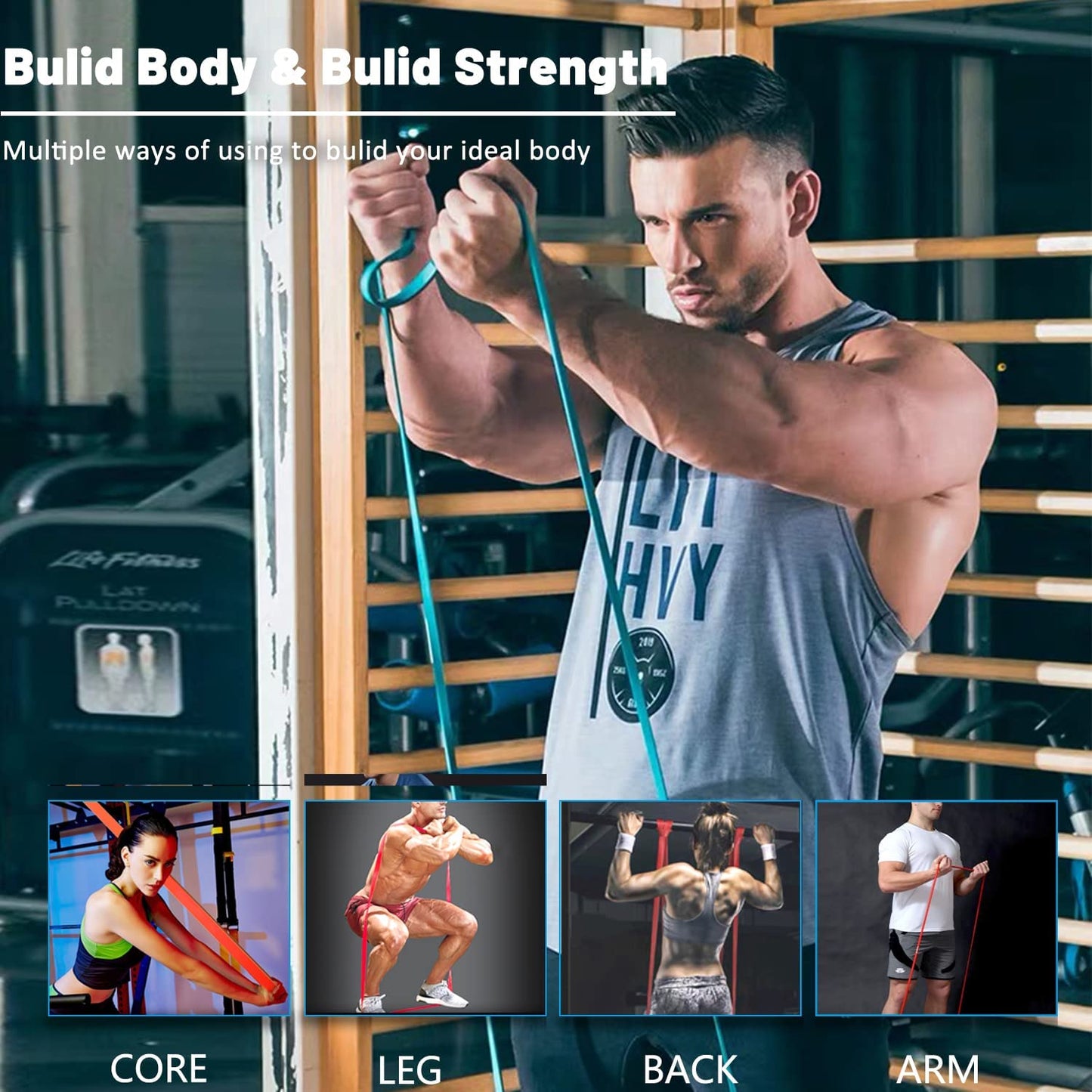 Extra Long Natural Latex Resistance Bands for Strength Training - imprüv 