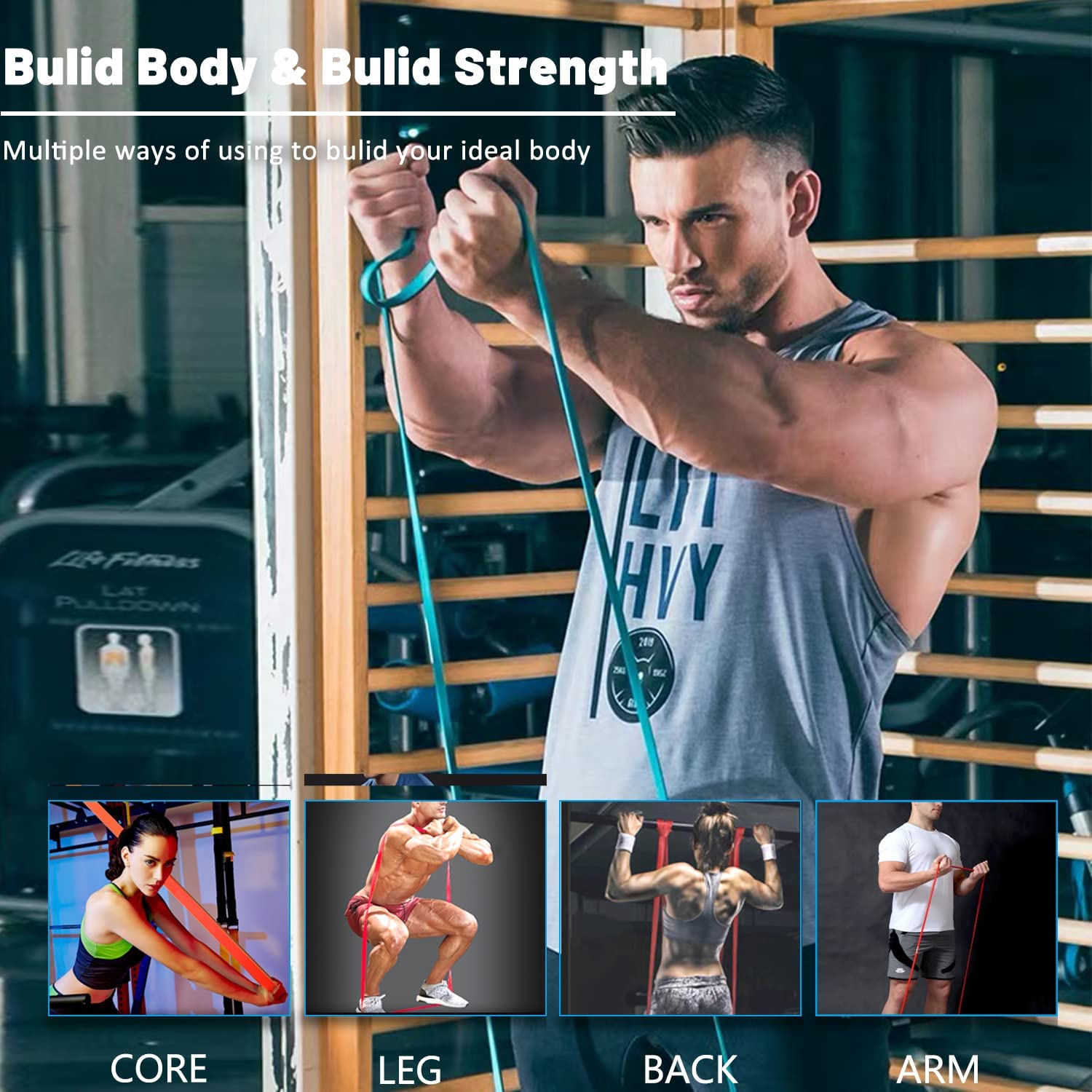 Extra Long Natural Latex Resistance Bands for Strength Training - imprüv 