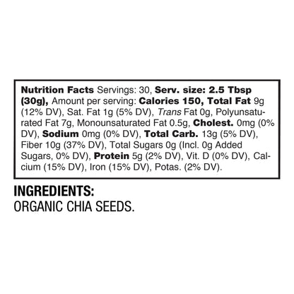 Organic Chia Seeds Rich in Fiber, Plant Protein, and Omega-3 for Digestive Health