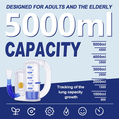 Incentive Spirometer Breathing Exercise Device for Lung Health, 5000ml