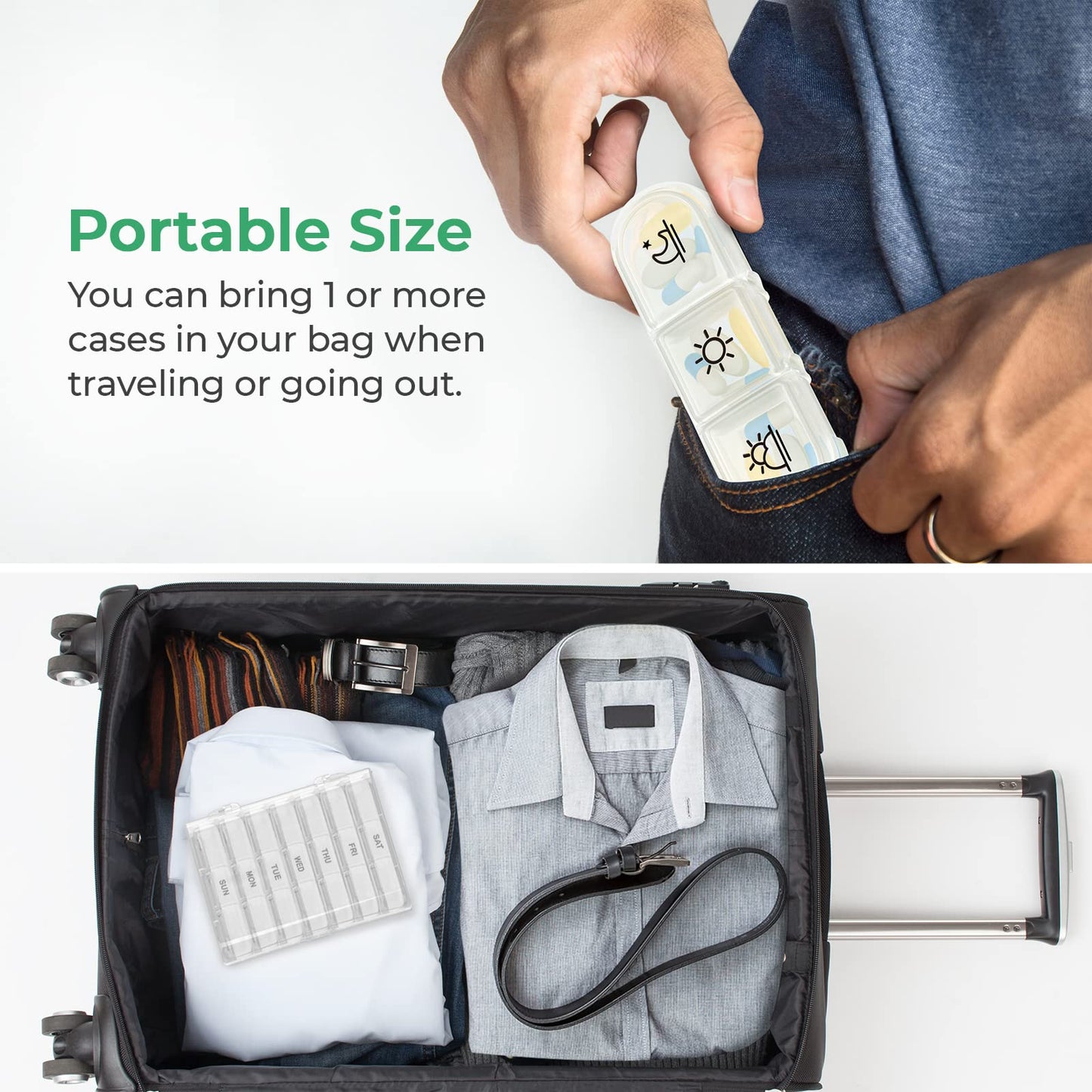 Weekly Vitamin Organizer 3 Times a Day Large 7 Day Portable Medicine Box - imprüv 