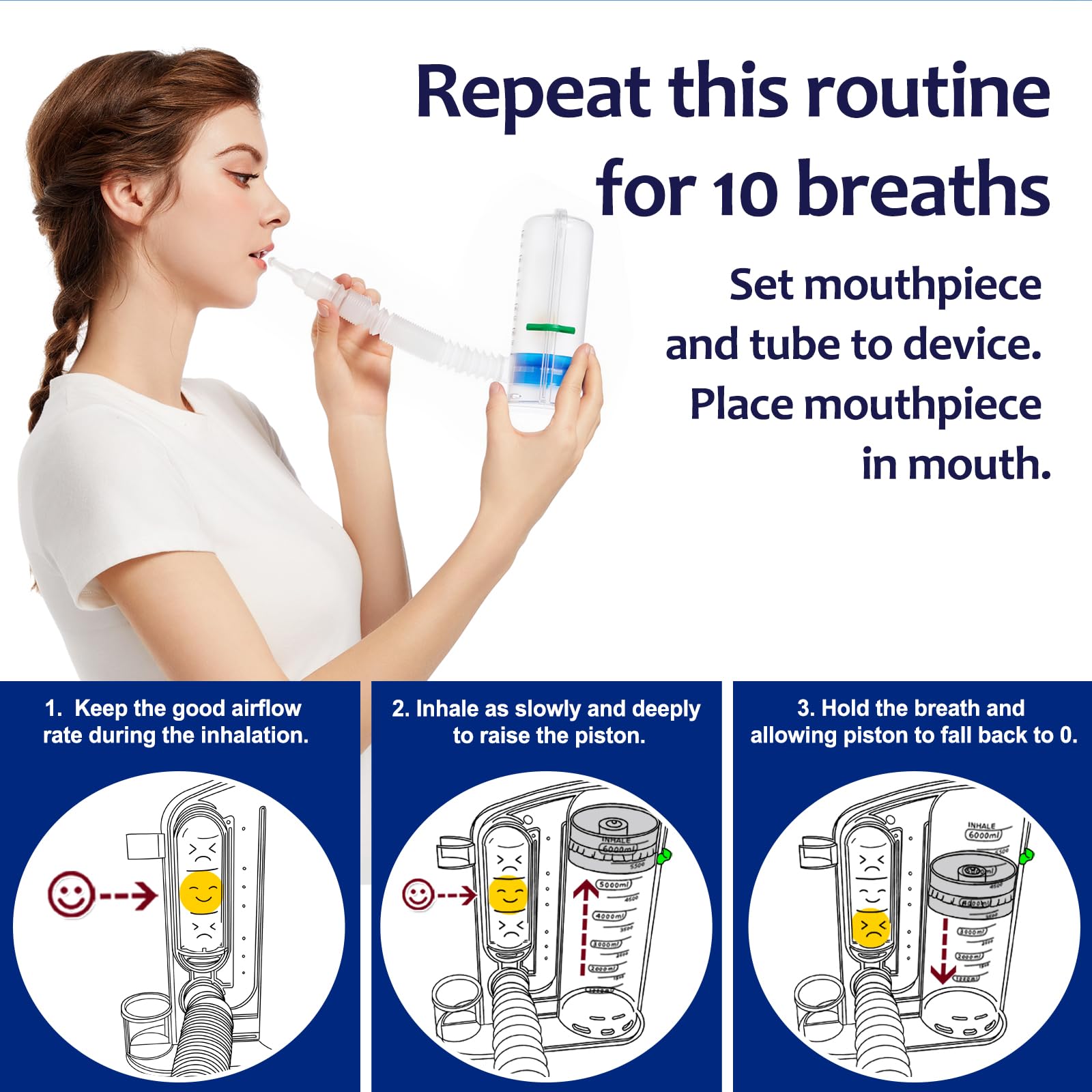 Incentive Spirometer, Lung Exercise and Breathing Trainer for Respiratory Therapy - imprüv 