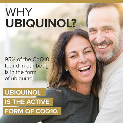 Qunol 200mg Ubiquinol, Powerful Antioxidant for Heart and Vascular Health, Essential for energy production, Natural Supplement Active Form of CoQ10, 60 Count