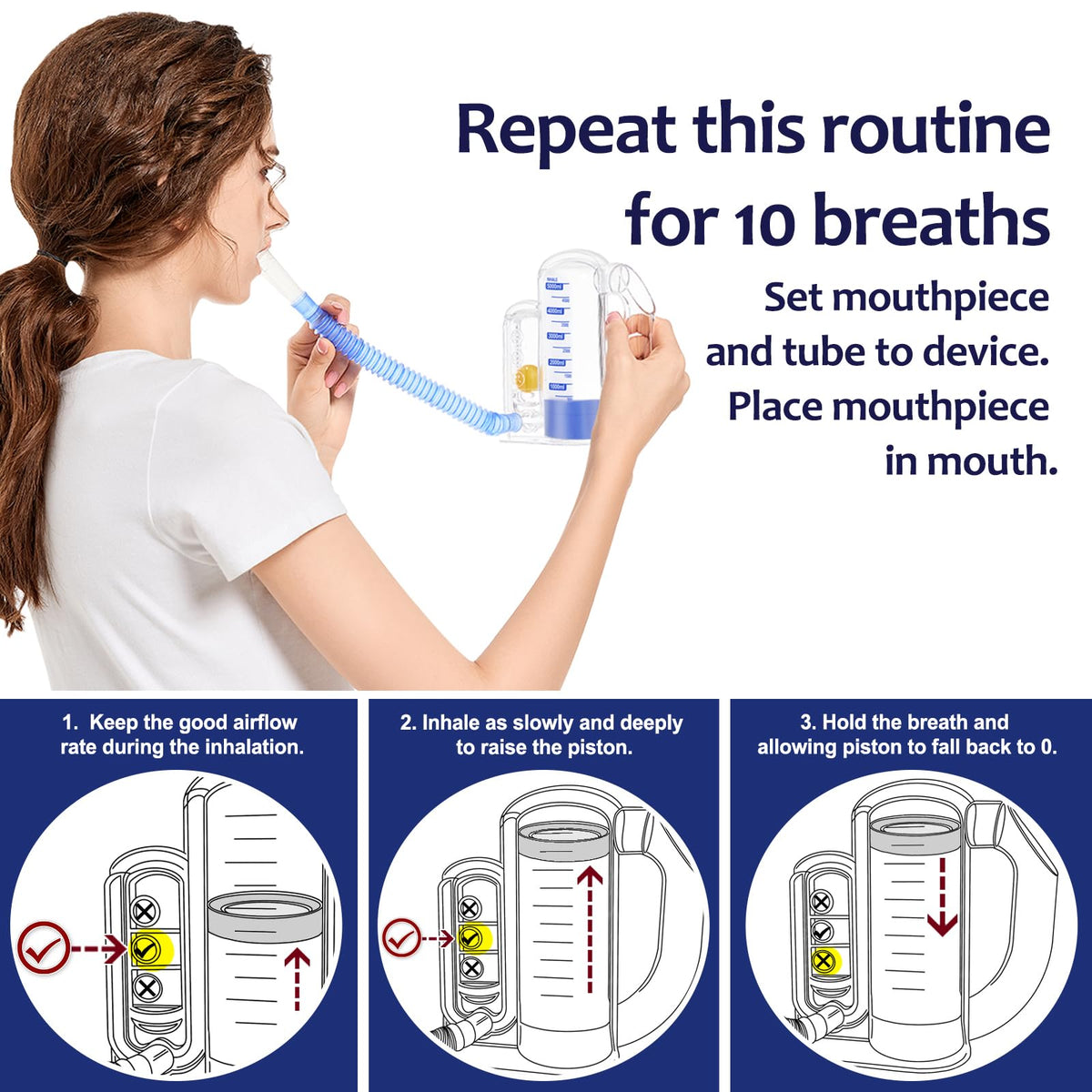 Incentive Spirometer Breathing Exercise Device for Lung Health, 5000ml