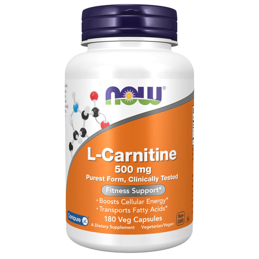 NOW Foods L-Carnitine 500 mg for Sports Energy and Fat Metabolism, 180 Servings