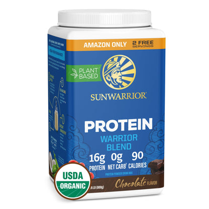 Vegan Organic Protein Powder Plant-based | BCAA Amino Acids Hemp Seed Soy Free Dairy Free Gluten Free Synthetic Free NON-GMO | Chocolate 30 Servings | Warrior Blend by Sunwarrior.