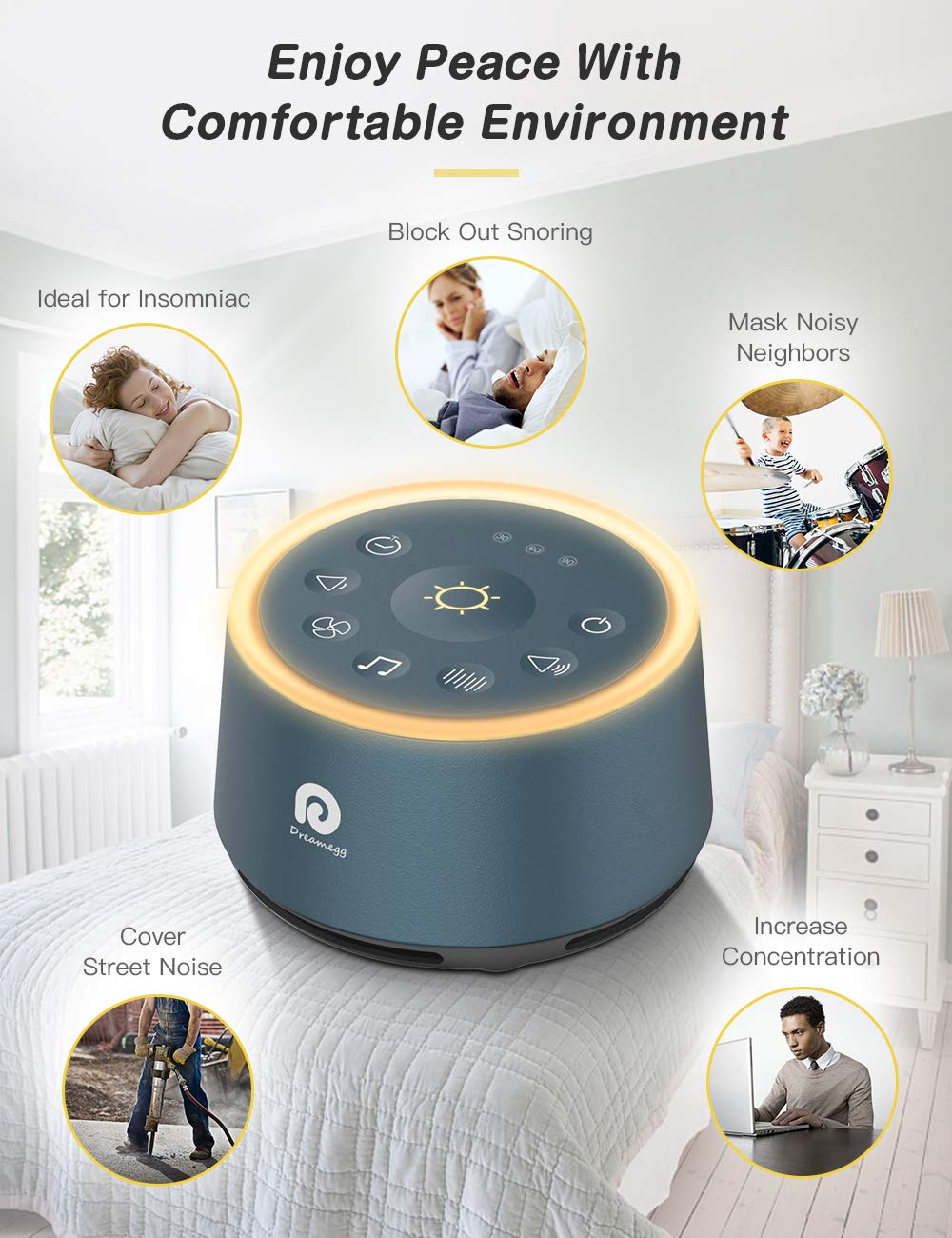 Ambient Light White Noise Sound Machine for Sleep & Meditation